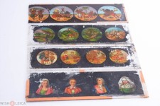   MAGIC LANTERN PROJECTION PROJEKTOR SLIDES 4 LARGE CULTURE, STORY, FACES GLASS