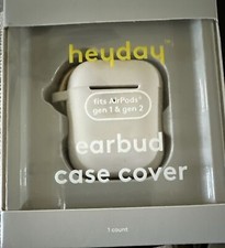 Heyday Earbud Silicone Case Cover w/ Brass Clip Stone White