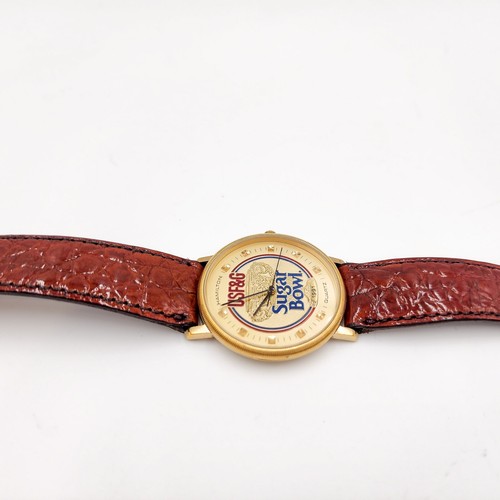 Hamilton USF&G Sugar Bowl Round 32mm Gold Plated Women's Crystal Watch 8704 - Picture 3 of 7