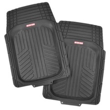 Black Deep Dish Rubber Car Floor Mats for Auto 2pc Front Pair All Weather Liners