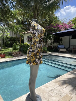 70s mini dress zara Zara Mini Dress Womens XS Multicolor Open Back Paisley Floral 70s Psychedelic