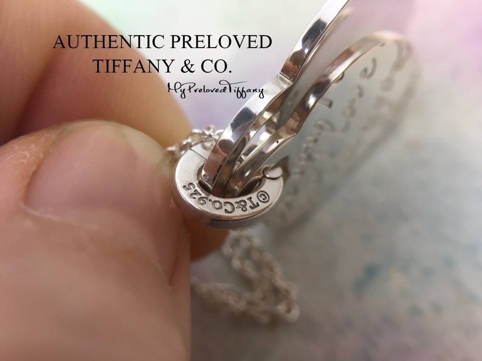 Authentic Tiffany & Co Notes I Love You Double Heart Pendant Silver