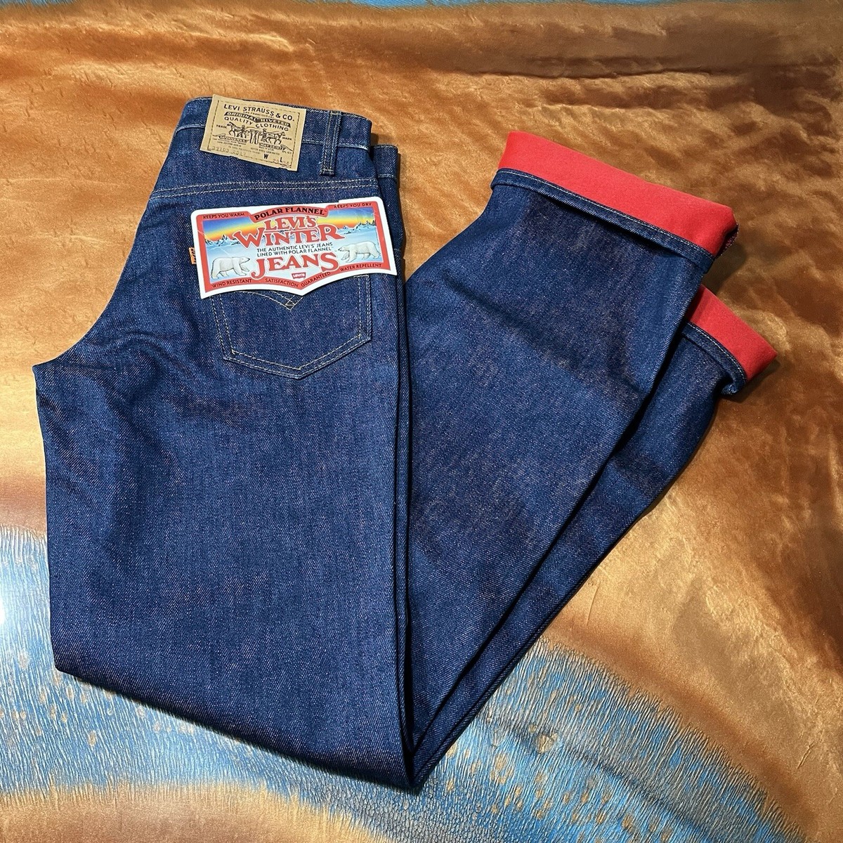 Vintage 80s Levi's Winter Jean Red lined dark wash denim Vintage 80s Levi's Winter Jean Red lined dark wash denim