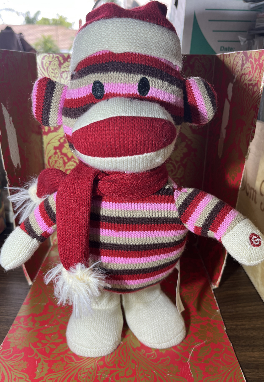 SAOLA Gemmy "Solo Ragazza al Mondo" Calzino da Ballo Canto Pupazzo Scimmia delle Vacanze. ROSSO