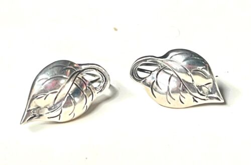 Kalo Silver Earrings Leaves Sterling Silver Screw… - image 1