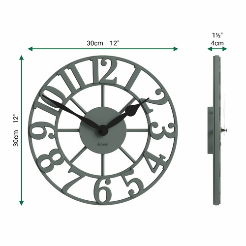 Jones® - Lighthouse wall clock in asparagus green 30cm - Open Faced - Arabic - Picture 4 of 5