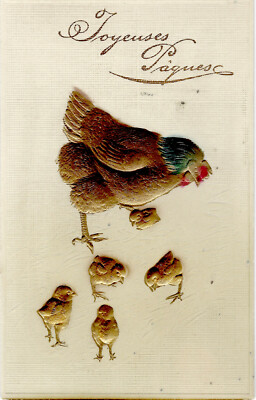 Carte Fantaisie - Old postcard - PAQUES Easter - Poussins et fleurs cp Carte Fantaisie - Old postcard - PAQUES Easter - Poussins et fleurs cp