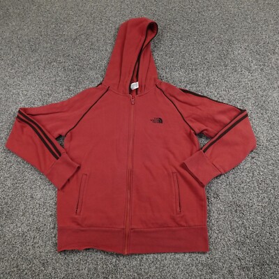 North Face Sweater Womens Large Red Black Outdoor Zip Sweatshirt Hoodie Casual