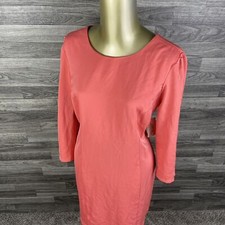 "NEW" FOREVER21 V-Zip Back 3/4 Sleeves Coral Kaftan Dress Women's Size Large