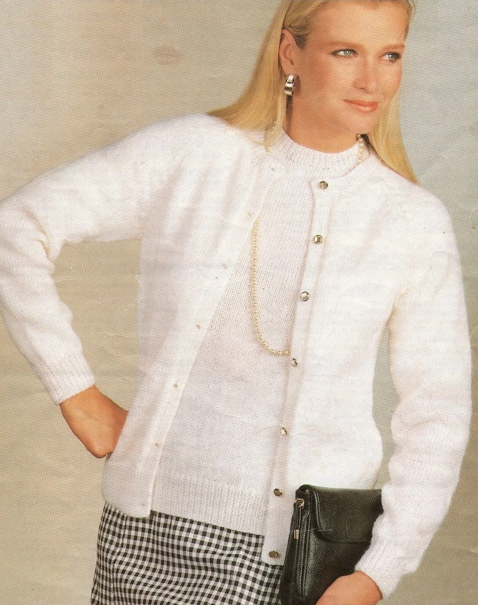 Easy Knit Ladies Classic Twin Set Cardigan Sweater Knitting Pattern 32 44