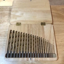 Skillcraft Drill Bit Set in Wooden Case Titanium Coated Bits