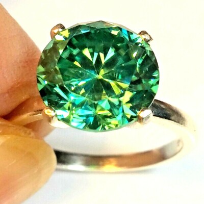 GROSS! 4,50ct NATÜRLICHER RUNDSCHLIFF SEHR FEUER MOISSANIT RING 925 STERLINGSILBER.7,0
