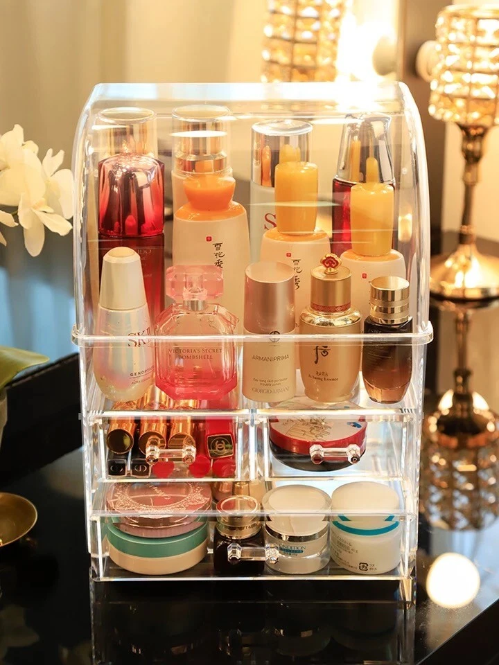 Transparent Cosmetic Storage Box Drawer Organizer Lipstick Dust Proof UK Seller