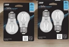 2 Packs Feit White Filament A15 E26 Medium Filament LED Bulb Daylight 40 Watt E