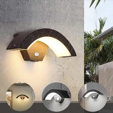 Modern Curved Outdoor LED Wall Light PIR Motion Sensor Lamp Outside Garden Porch