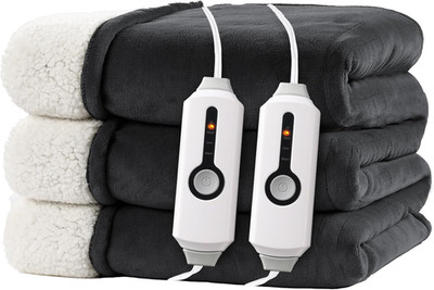 Electric Heated Blanket 84''X90'' Queen Size, Dual-Sided Microplush Sherpa for Bed