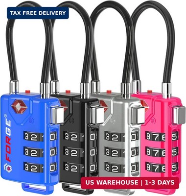 TSA Approved Cable Luggage Locks, Re-settable Combination with Alloy Body