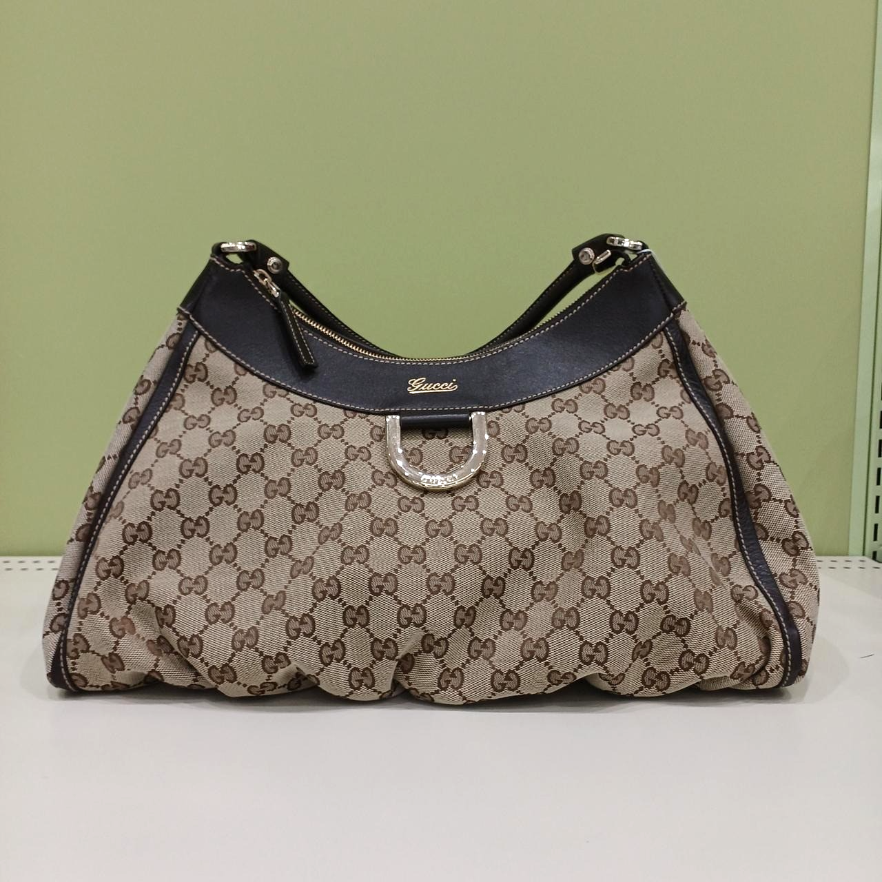 Gucci GG  Monogram Shoulder Bag  Canvas Brown Leather woman 14.7