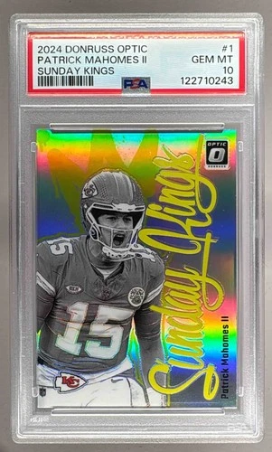 122710243 Patrick Mahomes II 2024 Panini Donruss Optic #1 Sunday Kings PSA 10