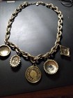 Ann Taylor LOFT Statement Necklace Chunky Boho Green Blue Cabochon Medallion — photo 9