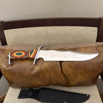 Frost Cutlery Howling Wolf II Fixed Knife 11'' Stainless Steel Blade Wood Handle 