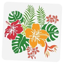 Drawing Stencils, Tropical Plant Hawaiian Flower Reusable Hibiscus Flower