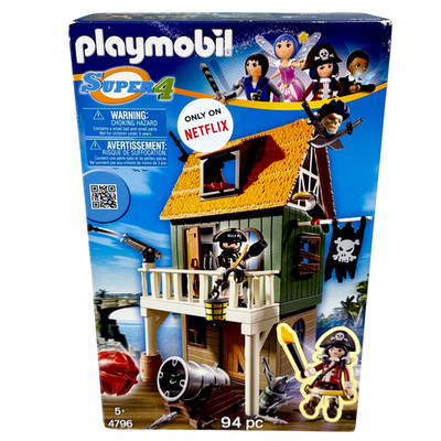 Playmobil Super 4 Pirate Fort Pirate Hideout Tower Playset Figures 4796 RARE Toy