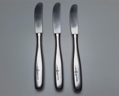 3 schicke Frühstücksmesser, Kobar Solingen, Roneusil, minimalistisches Dekor