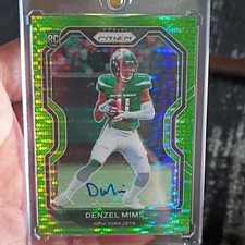 Panini 2020 Prizm Denzel Mims #355 Neon Green Pulsar Rookie Autograph Jets