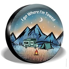 I Go Where I'm Towed Spare Tire Cover Weatherproof Wheel Protectors Universal
