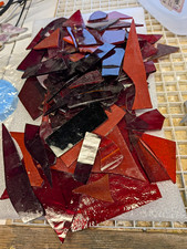 STAINED GLASS SCRAP PIECES LOT ASSORTED MIXED COLORS FOR MOSAICS