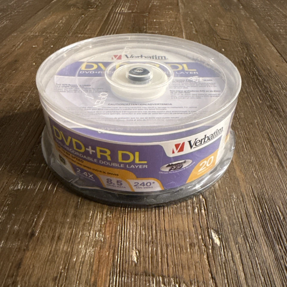 NEW Verbatim DVD+R DL - 8.5GB, 2.4x Speed - 20 Pack - SEALED - Image 2 of 4