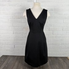 Madewell Sheath Dress Women Size 0 Charcoal Leather Trim Sleeveless Preppy E1516