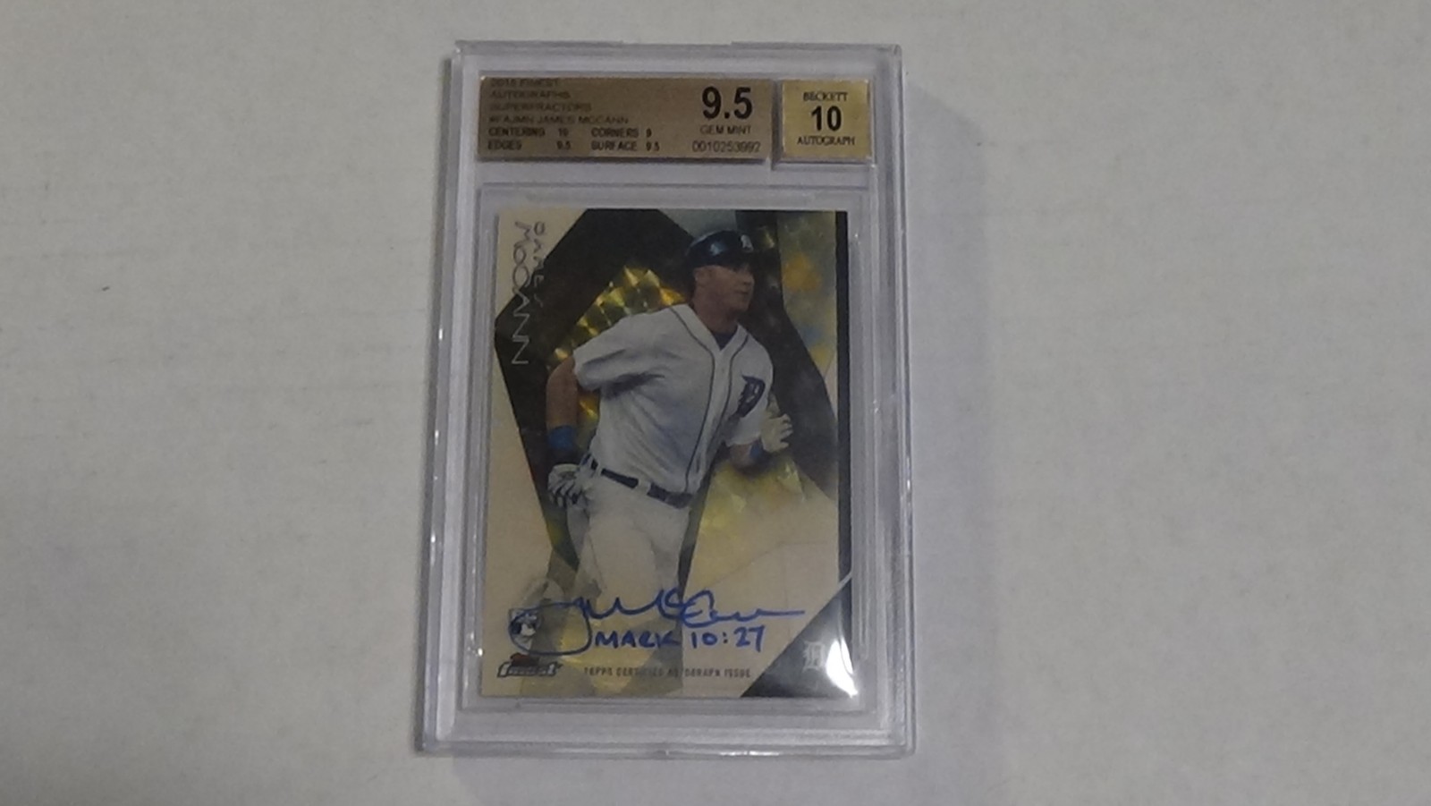 2015 TOPPS FINEST JAMES MCCANN RC SUPERFRACTOR SER #D 1 OF 1 AUTOD BGS 9. 5 W/10
