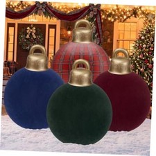 4 Pcs 32 Inch Giant Inflatable Christmas Balls, Red Plaid  Velvet - Large