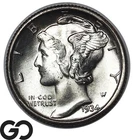 1934-D Mercury Dime, Full Split Bands, Solid Gem BU++ FSB, Nice