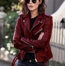 UK Women's Biker Jacket Slim Ladies Faux PU Leather Zip Formal Coat Plus Size