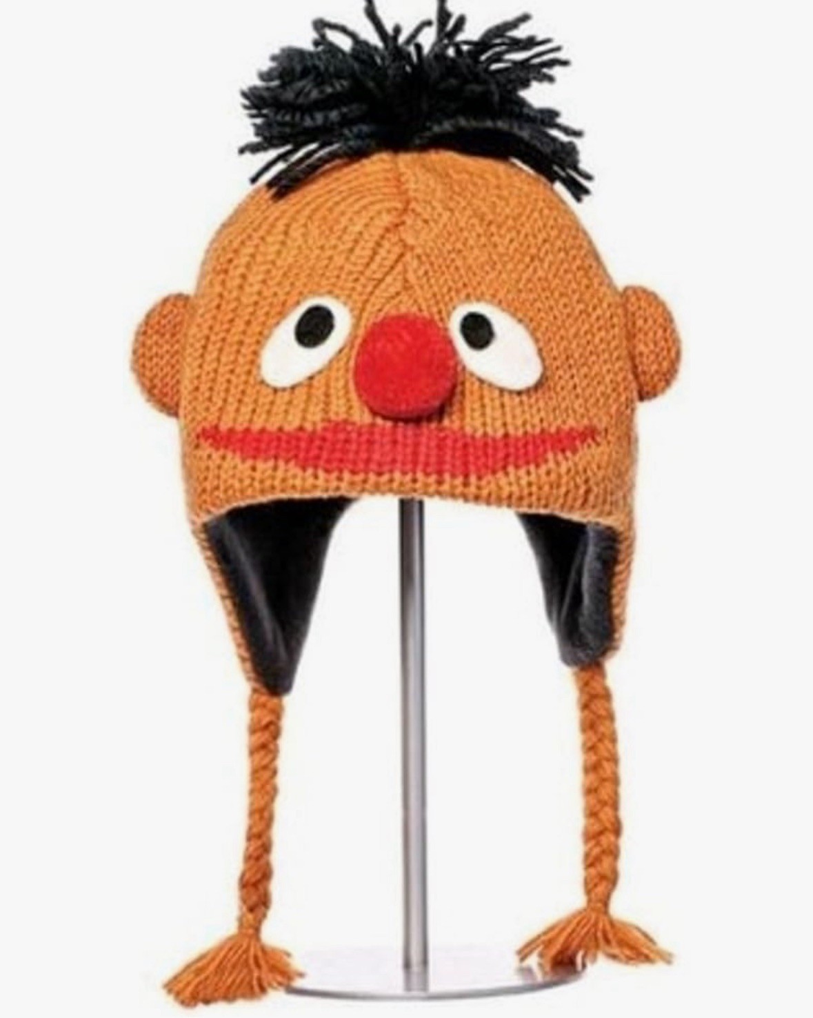 Kids deLux Knitwits Ernie Pilot Wool Beanie Knit Cap Hat Lined Sesame Street NWT