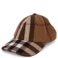 73337 auth BURBERY Dark Brich brown wool 2022 CHECK Baseball Cap Hat M