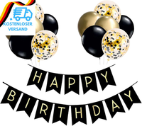 Luftballons Geburtstag Dekoration Set, Schwarz Gold Geburtstagsdeko Happy Birthd