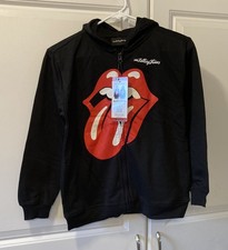 The Rolling Stones Band Tongue Lips Youth Hoodie Sweatshirt M 10/12 Full-Zip