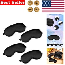 Set of 4 Silk Sleep Eye Masks with Adjustable Straps, Blocks Light for Peacef...