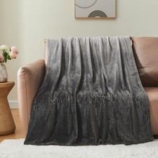 NEWCOSPLAY Super Soft Throw Blanket Ombre Throw(50"x60"), Dark Grey