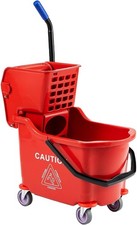 35L Large Capacity Mop Bucket Side Press Cleaning Wringer Trolley with Wheels