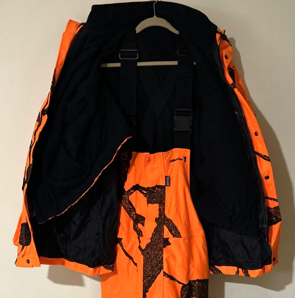 Lote Vintage Chiller Killer Naranja Camuflaje Caza Babero Mono (Mediano) Chaqueta (Grande) Foto 2 de 4