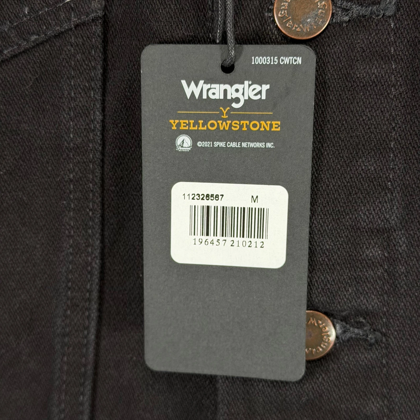 WRANGLER x YELLOWSTONE Denim Trucker Jacket Mens M Black Western Cowboy Rancher - product detail image 5