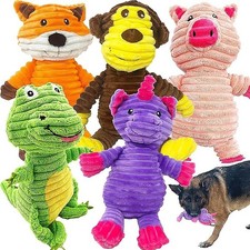 Dog Plush Toy Bundle 5 Pack 11" Corduroy Puppy Squeaky Toys for Dogs