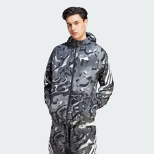 Adidas FUTURE ICONS ALLOVER PRINT FULL-ZIP HOODIE WHITE / BLACK SZ LARGE NWT