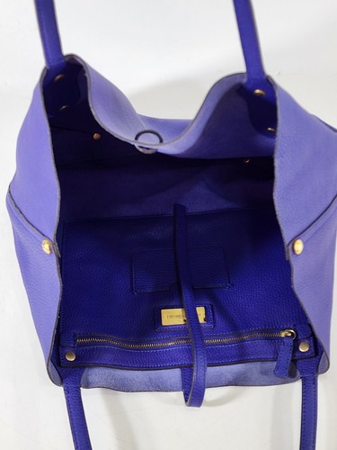 Annabel Ingall Isabella Purple Medium Pebble Leather Tote Bag Purse 20 x 10 x 4 - Picture 11 of 13