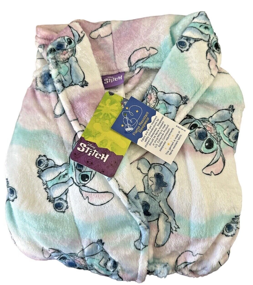 Bata polar de felpa de lujo "Wave Stitch" Lilo & Stitch para niña Disney talla 4 múltiple Foto 2 de 4